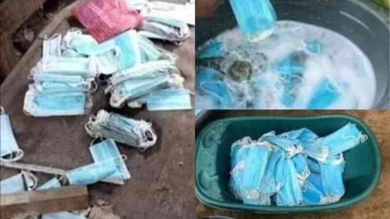 SACAN CUBREBOCAS DE LA BASURA, LOS LAVAN Y REVENDEN