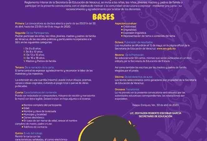 ABREN CONVOCATORIA PARA CONCURSO “CARTA A MI MAESTRO”