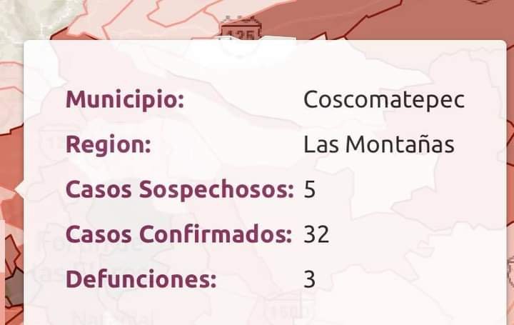 COVID SIGUE EN ASCENSO EN COSCOMATEPEC