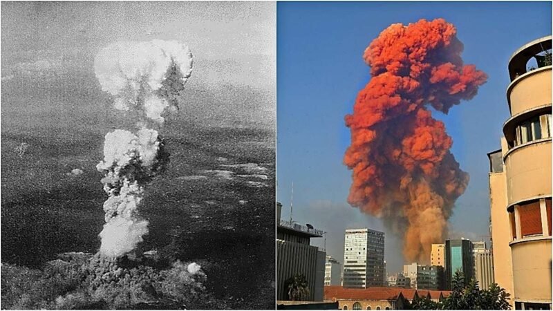 ‘HONGO’ FORMADO POR EXPLOSIÓN EN BEIRUT RECUERDA A HIROSHIMA