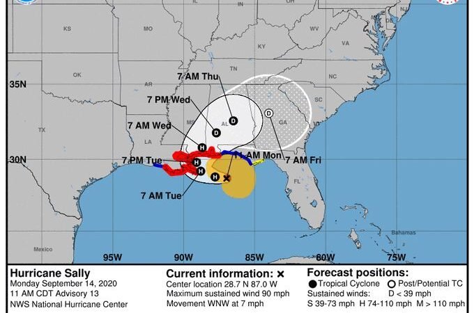 SALLY AVANZA HACIA NUEVA ORLEANS A PUNTO DE CONVERTIRSE EN HURACÁN DE CATEGORÍA 2