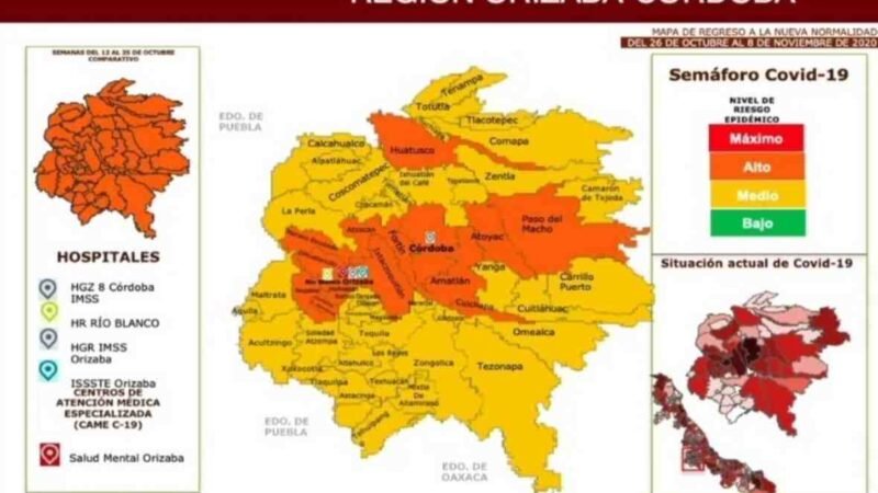 MUNICIPIOS DE LA ZONA PASAN A SEMÁFORO AMARILLO, MENOS HUATUSCO