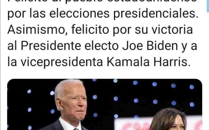 NICOLÁS MADURO FELICITA A JOE BIDEN