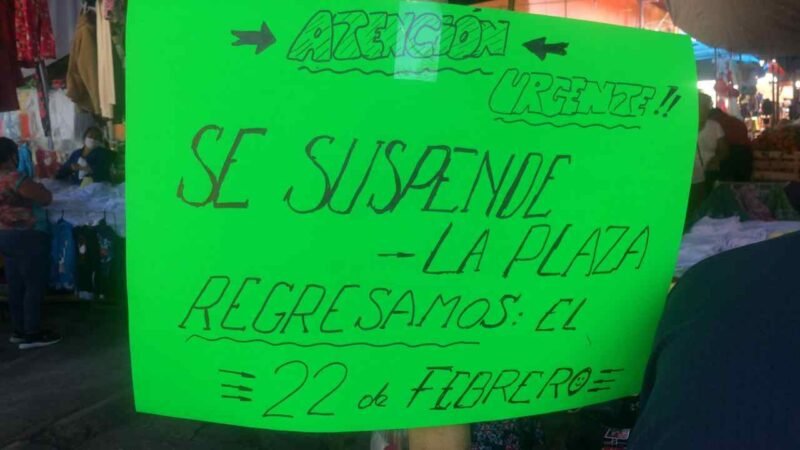 SUSPENDEN PLAZA DE COSCOMATEPEC