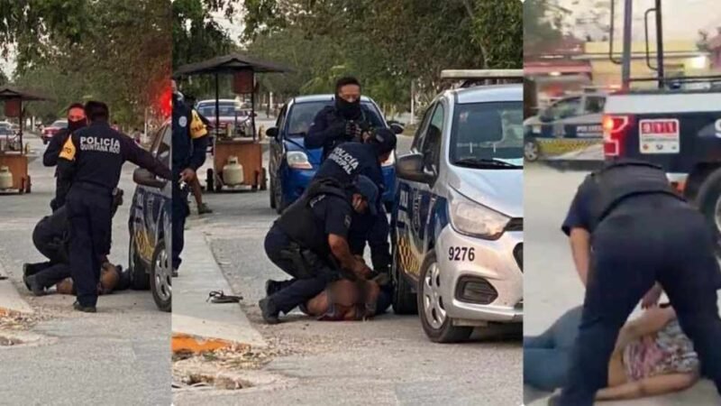 SEPARAN DEL CARGO A POLICÍAS QUE SOMETIERON A UNA MUJER HASTA MATARLA EN TULUM