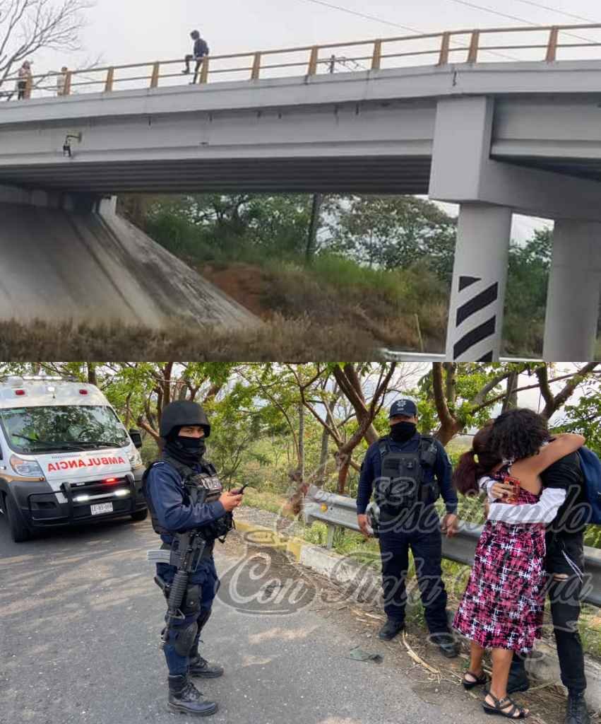 JOVEN INTENTA LANZARSE DE PUENTE