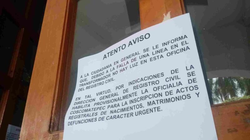 REGISTRO CIVIL DE HUATUSCO, A OSCURAS