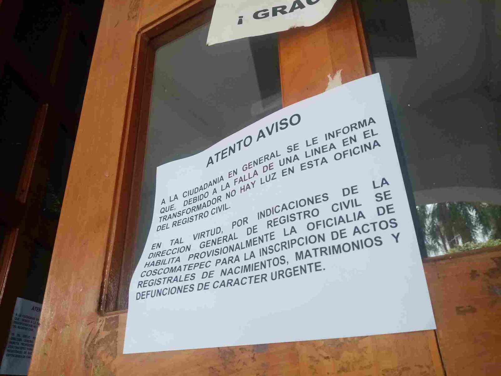 REGISTRO CIVIL DE HUATUSCO, A OSCURAS