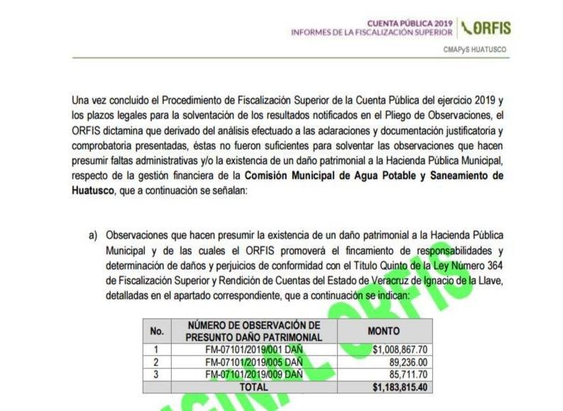REVELA ORFIS MALOS MANEJOS EN COMISIÓN DE AGUA DE HUATUSCO