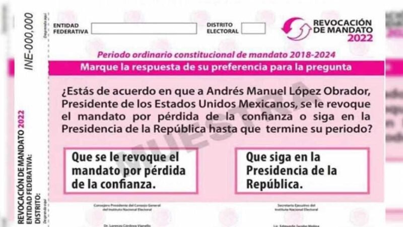 APRUEBA INE BOLETA PARA REVOCACIÓN DE MANDATO DE AMLO