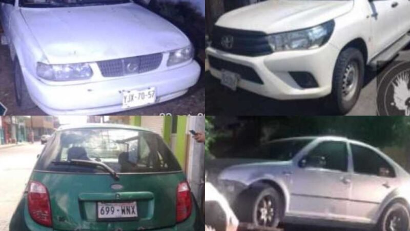 RECUPERA SSP 12 UNIDADES VEHICULARES CON REPORTE DE ROBO; HAY  TRES DETENIDOS
