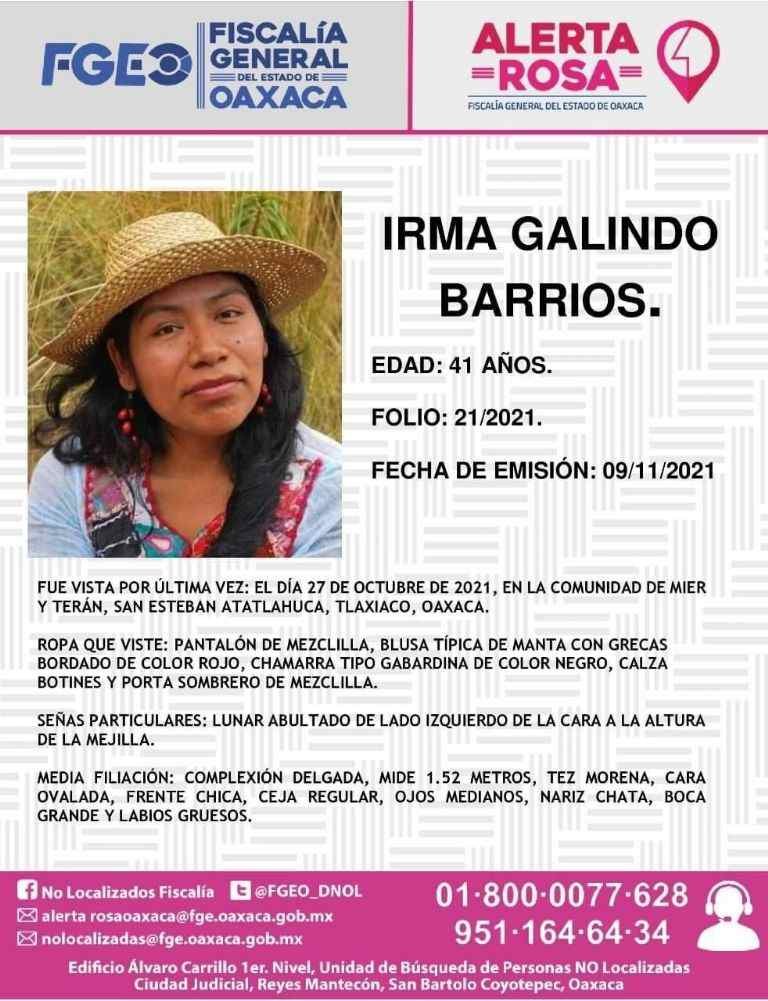 DERECHOS HUMANOS SOLICITA INVESTIGAR DESAPARICIÓN DE LA ACTIVISTA IRMA GALINDO