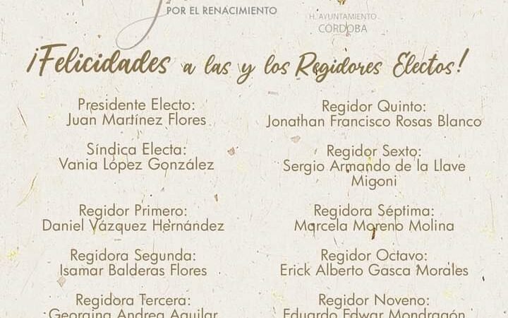 FELICITA ALCALDE ELECTO DE CÓRDOBA A REGIDORES