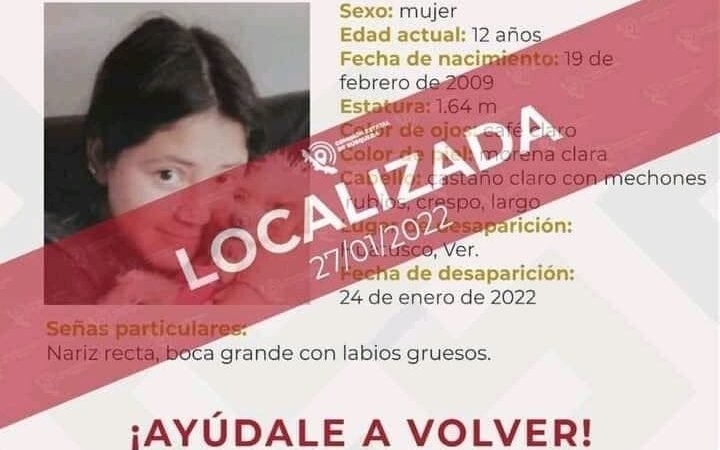 ENCUENTRAN A MENOR DESAPARECIDA