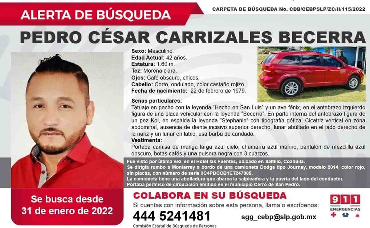 DIFUNDEN FICHA DE BÚSQUEDA POR REPORTE DE DESAPARICIÓN DE PEDRO CARRIZALES “EL MIJIS”