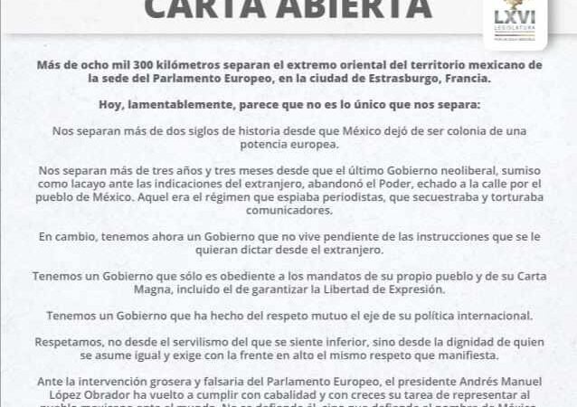 RESPALDAN LEGISLADORES VERACRUZANOS POSTURA DEL PRESIDENTE ANTE INTERVENCIÓN DEL PARLAMENTO EUROPEO