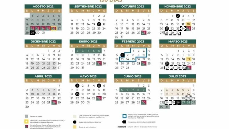 SEP PUBLICA EL CALENDARIO ESCOLAR 2022-2023