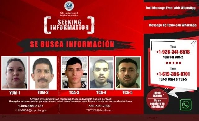 ESTADOS UNIDOS Y MÉXICO DIFUNDEN RETRATOS DE SOSPECHOSOS DE TRÁFICO HUMANO Y DROGAS