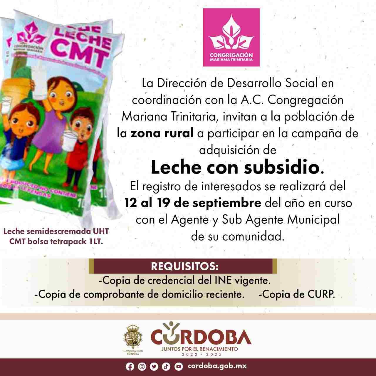 EMITE DESARROLLO SOCIAL CONVOCATORIA PARA ADQUIRIR LECHE SUBSIDIADA