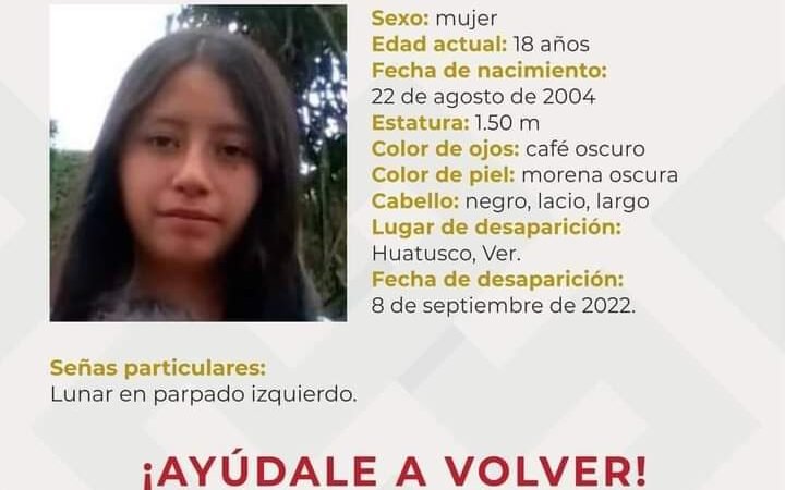 DESAPARECE JOVEN DE HUATUSCO