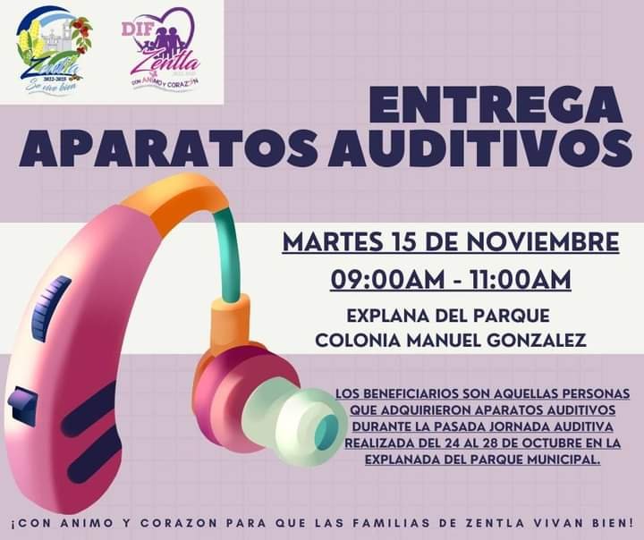 ENTREGARÁN APARATOS AUDITIVOS EN ZENTLA