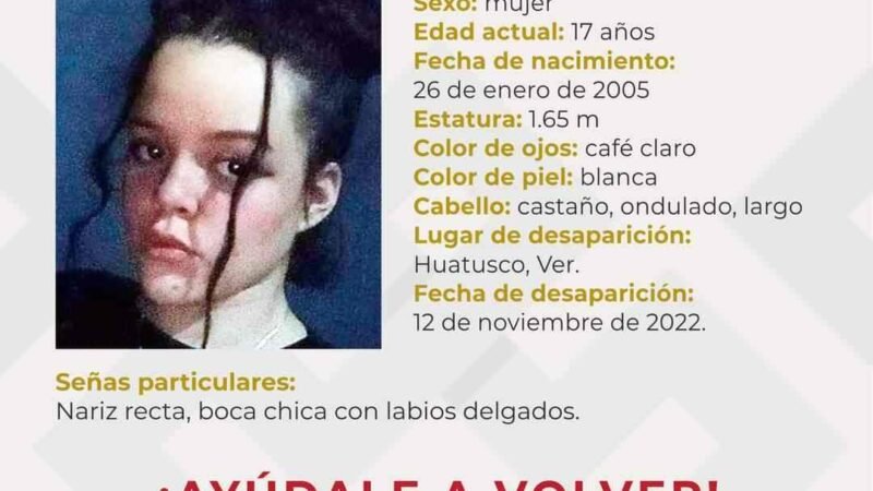 DESAPARECE JOVEN DE HUATUSCO