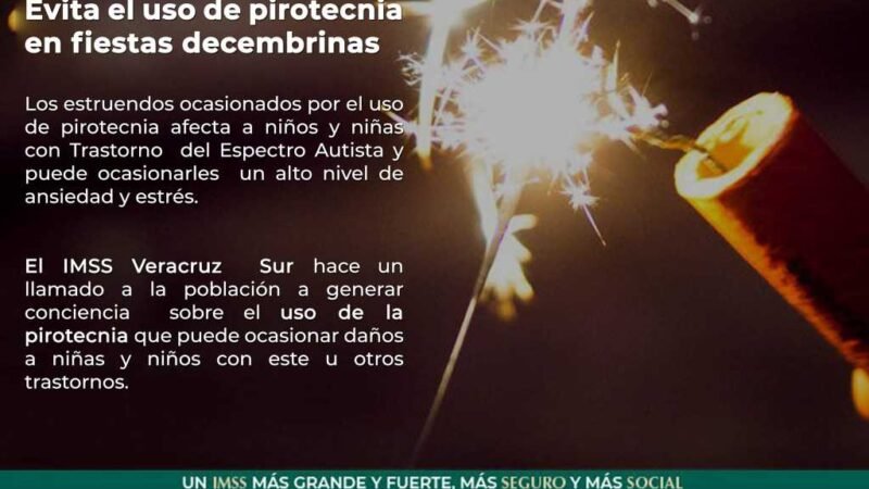 PIDE IMSS EVITAR USO DE PIROTÉCNICA; AFECTA A NIÑOS CON AUTISMO