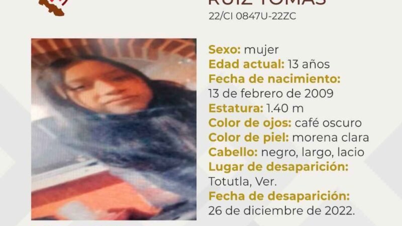 DESAPARECE MENOR DE TOTUTLA