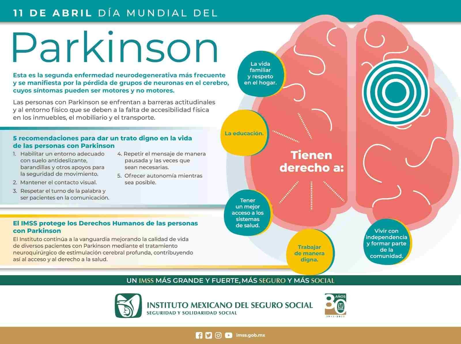 CON DETECCIÓN OPORTUNA Y TRATAMIENTO, PACIENTES DE PARKINSON PUEDEN MEJORAR SU CALIDAD DE VIDA; IMSS