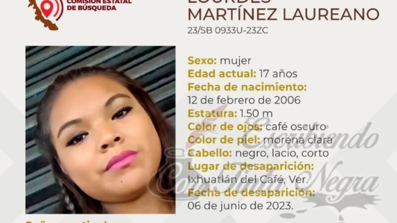 DESAPARECE JOVENCITA DE IXHUATLÁN