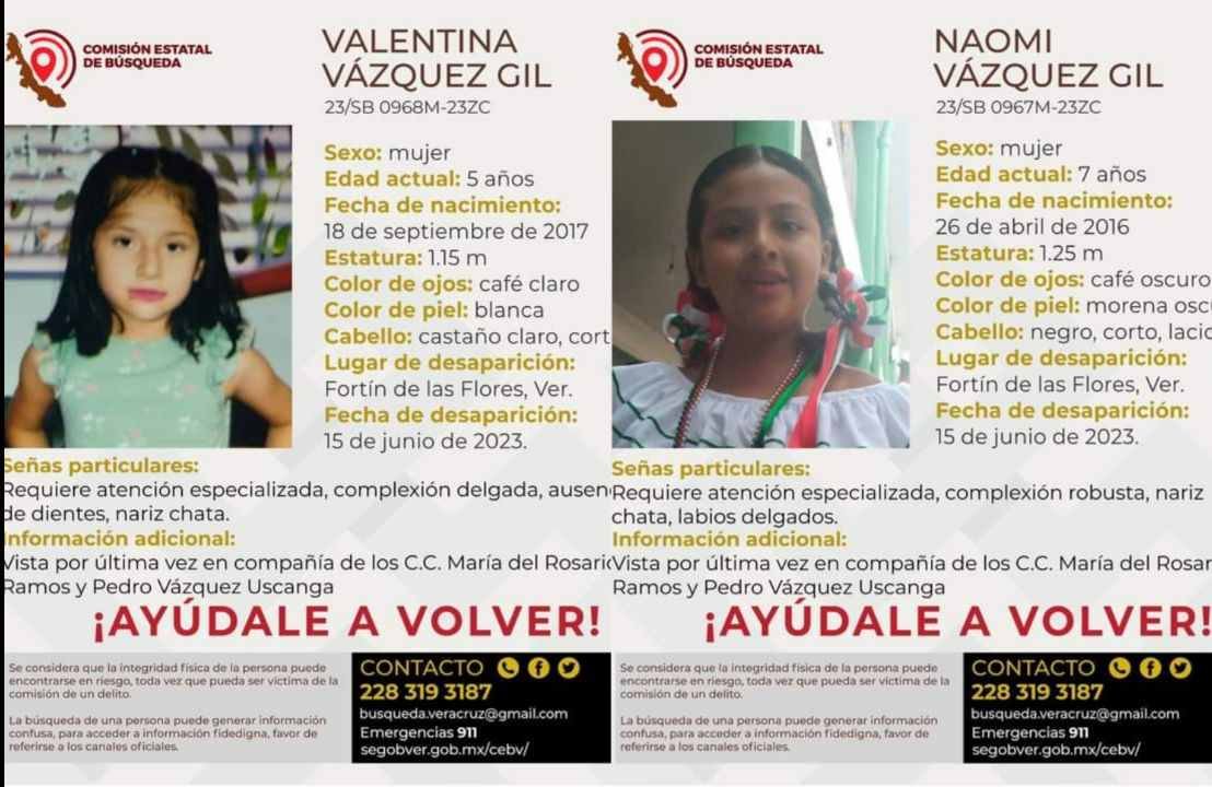 POLICÍA ESTATAL DESAPARECE A NIÑAS BUSCADAS POR ALERTA ÁMBER