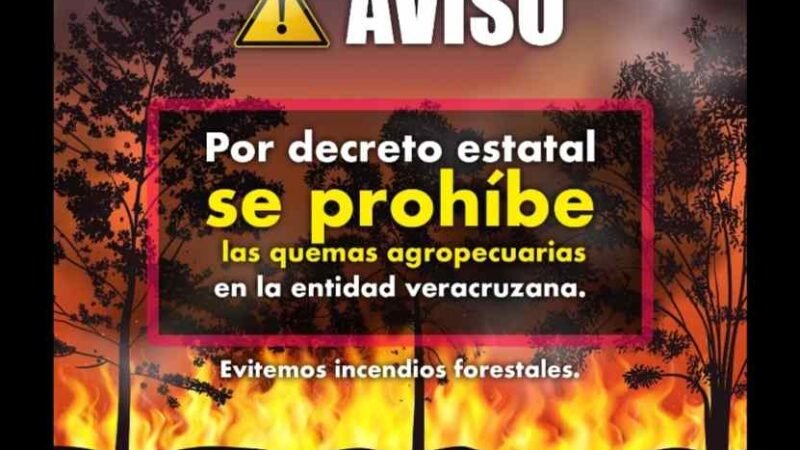 PROHÍBEN QUEMAS AGRÍCOLAS EN CÓRDOBA