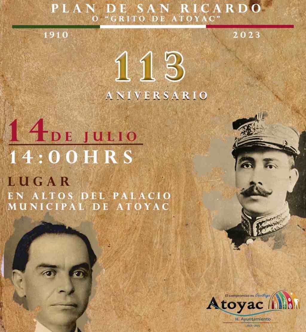 CONMEMORARÁN EN ATOYAC EL 113 ANIVERSARIO DEL PLAN DE SAN RICARDO