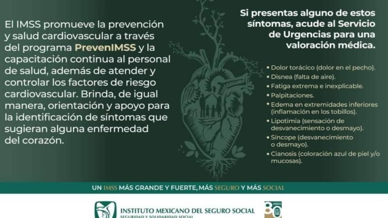 EXHORTA IMSS A MANTENER VIDA SALUDABLE PARA CUIDAR EL CORAZÓN