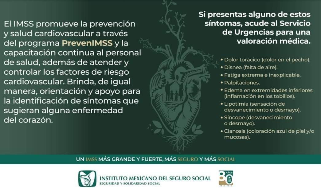 EXHORTA IMSS A MANTENER VIDA SALUDABLE PARA CUIDAR EL CORAZÓN