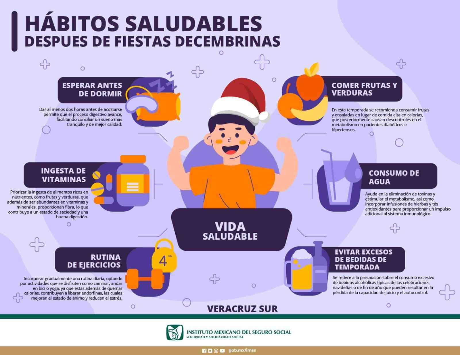 RECOMIENDA IMSS A MANTENER HÁBITOS SALUDABLES TRAS FIESTAS DECEMBRINAS