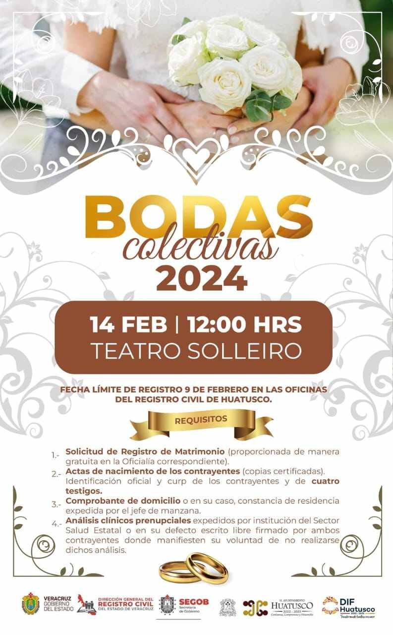 INVITA AYUNTAMIENTO DE HUATUSCO A BODAS COLECTIVAS