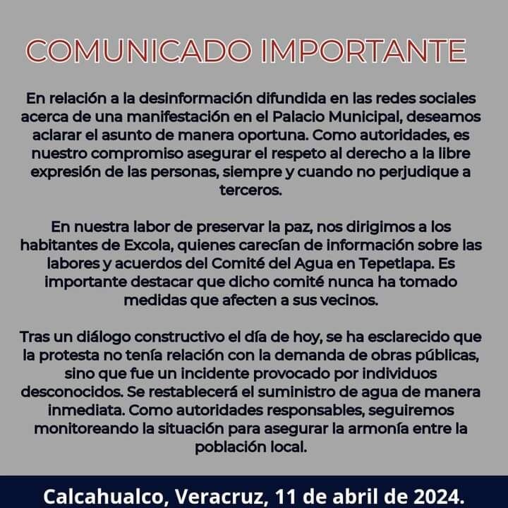 REABRIRÁN VÁLVULAS DE AGUA EN CALCAHUALCO