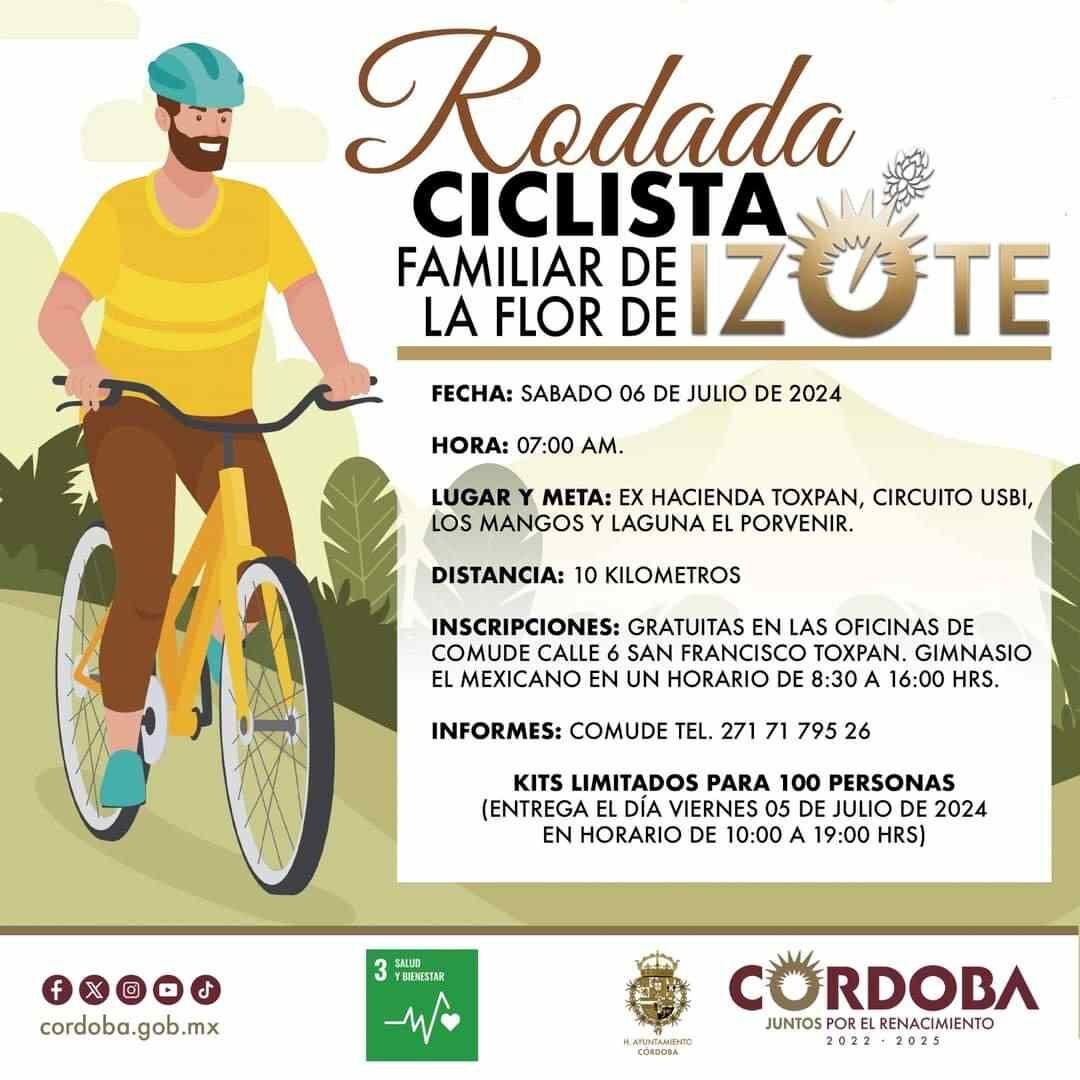 INVITAN A RODADA CICLISTA DURANTE EL TERCER FESTIVAL DE LA FLOR DE IZOTE EN CÓRDOBA