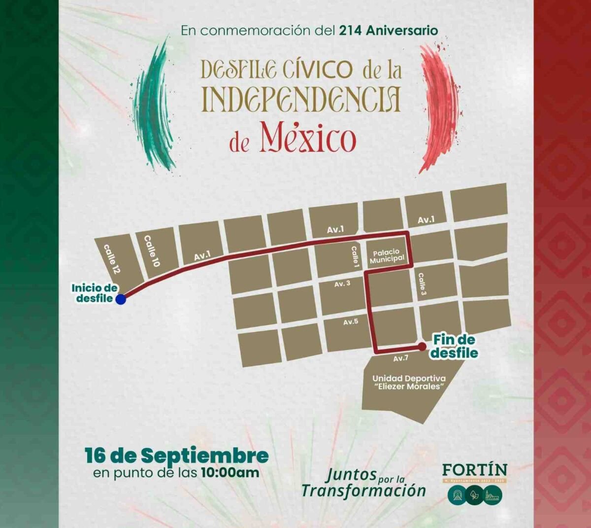 TODO LISTO PARA CELEBRAR EL GRITO DE INDEPENDENCIA EN FORTÍN