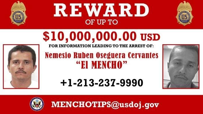 EU AUMENTA RECOMPENSA POR EL MENCHO; OFRECE 15 MILLONES POR LÍDER DEL CJNG