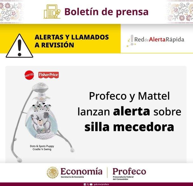 EMITEN ALERTA POR ‘RIESGO DE ASFIXIA’ EN SILLA MECEDORA PARA BEBÉS