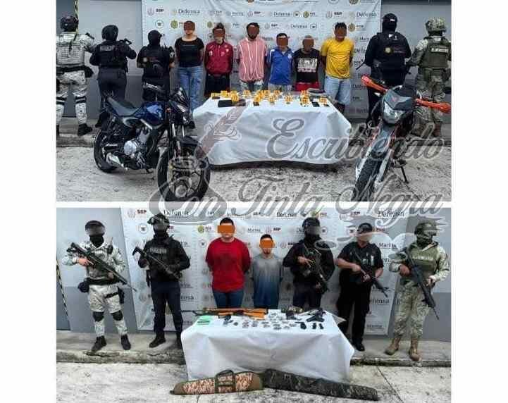 DETIENEN A 9 CON DROGA