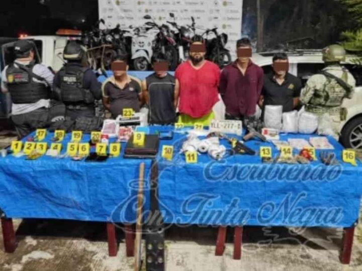 DETIENEN A 5; LES ASEGURAN DROGA, DINERO Y ARMAS DE FUEGO