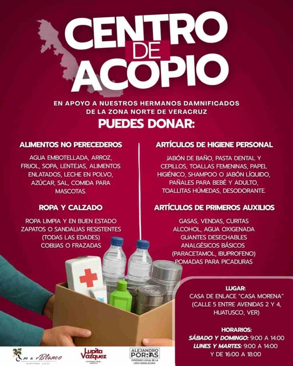 DIPUTADOS INSTALAN CENTRO DE ACOPIO EN HUATUSCO