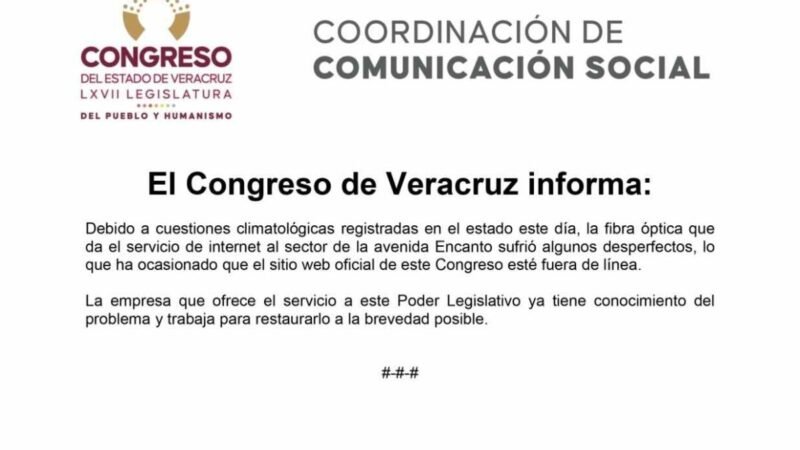 FALLA DE INTERNET DEJA FUERA DE LÍNEA PORTAL DEL CONGRESO