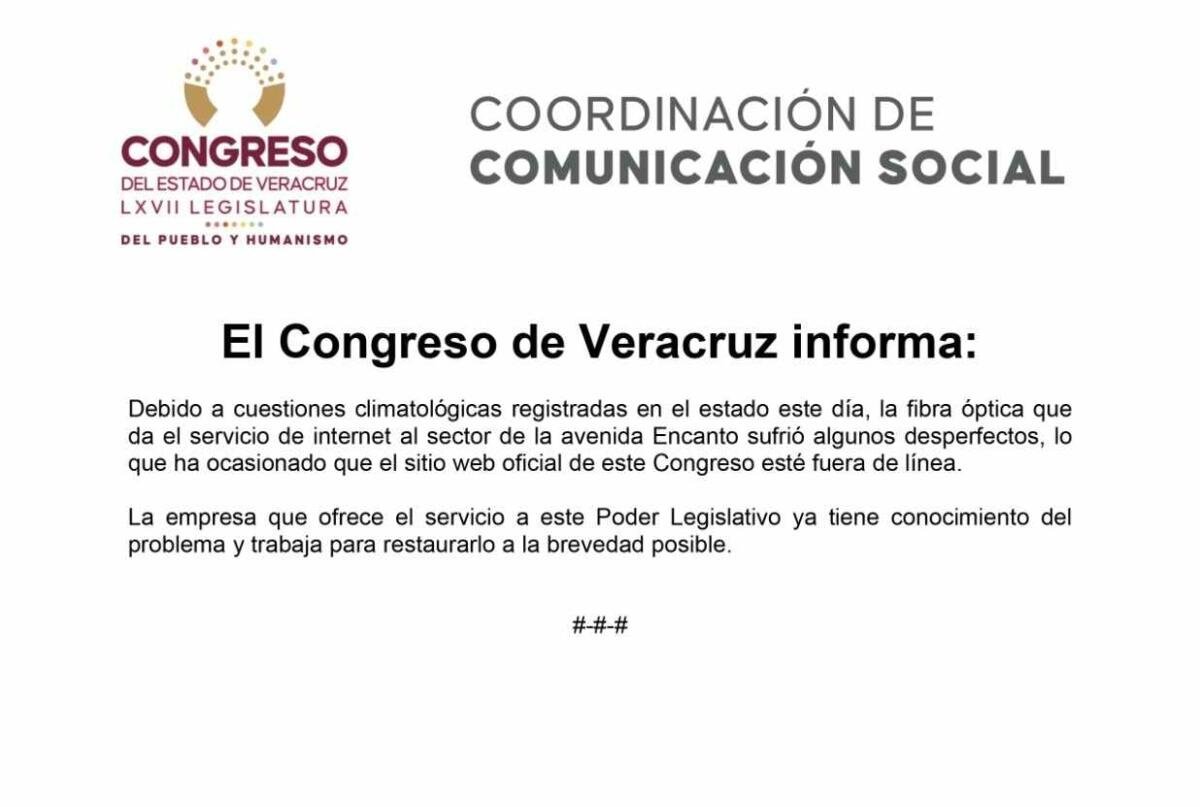 FALLA DE INTERNET DEJA FUERA DE LÍNEA PORTAL DEL CONGRESO