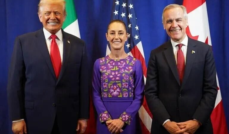CLAUDIA SHEINBAUM SE REÚNE CON TRUMP Y MARK CARNEY TRAS SORTEO DEL MUNDIAL 2026