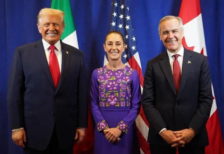 CLAUDIA SHEINBAUM SE REÚNE CON TRUMP Y MARK CARNEY TRAS SORTEO DEL MUNDIAL 2026