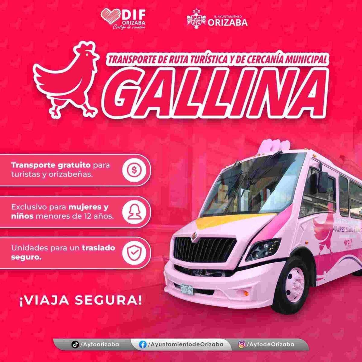 AUTOBÚS GRATUITO “LA GALLINA” CONQUISTA A LAS MUJERES ORIZABEÑAS 